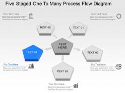 Oh five staged one to many process flow diagram powerpoint template slide