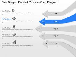 Oi five staged parallel process step diagram powerpoint template slide