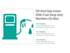 Oil and gas icons with fuel drop and monition on box