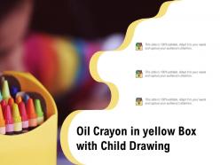 Oil crayon in yellow box with child drawing