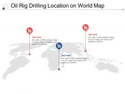 Oil rig drilling location on world map