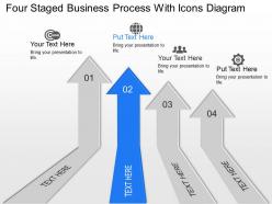 Ok four staged business process with icons diagram powerpoint template slide