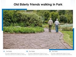 Old elderly friends walking in park