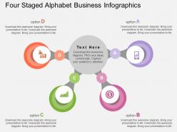 Om four staged alphabet business infographics flat powerpoint design