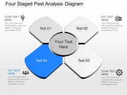 Om four staged pest analysis diagram powerpoint template