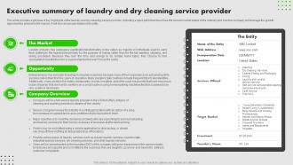 On Demand Laundry Business Plan Executive Summary Of Laundry And Dry Cleaning Service BP SS
