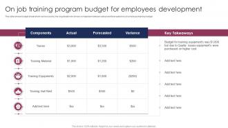 On Job Training Program Budget For Employees Development