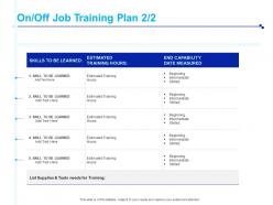 On off job training plan end capability ppt powerpoint presentation show