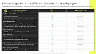 Onboarding Checklist For Effective Orientation Of New Strategic Plan To Improve Recruitment Process