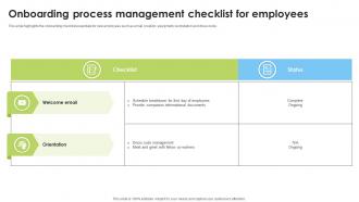 Onboarding Process Management Checklist For Employees