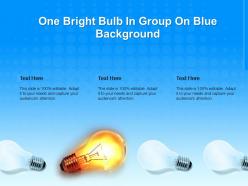 One bright bulb in group on blue background