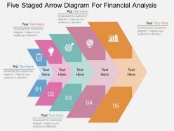 One five staged arrow diagram for financial analysis flat powerpoint design