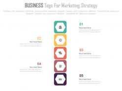 One five staged business tags for marketing strategy flat powerpoint design