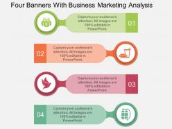 One four banners with business marketing analysis flat powerpoint design