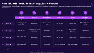 One Month Music Marketing Plan Calendar