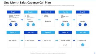 One month sales cadence call plan