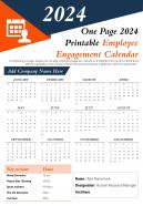 One page 2024 printable employee engagement calendar presentation report infographic ppt pdf document