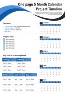 One page 5 month calendar project timeline presentation report infographic ppt pdf document