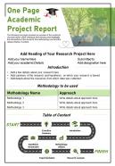 One page academic project report presentation report infographic ppt pdf document
