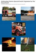 One page addressing various special events organized by fire department infographic ppt pdf document