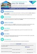 One page agreement for sale of house presentation report infographic ppt pdf document