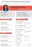 One page airlines software developer resume presentation report infographic ppt pdf document