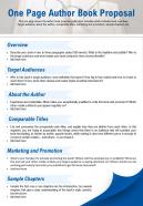 One page author book proposal presentation report infographic ppt pdf document