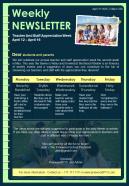One Page Beach Themed Weekly Newsletter Presentation Report Infographic PPT PDF Document