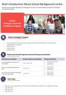 One page brief introduction about school background contd presentation report infographic ppt pdf document