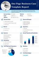 One page business case template report presentation infographic ppt pdf document