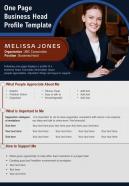 One page business head profile template presentation report infographic ppt pdf document