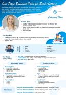 One page business plan for book authors presentation report infographic ppt pdf document
