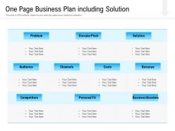 One page business plan including solution
