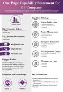 One page capability statement for it company presentation report infographic ppt pdf document