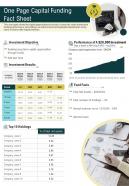 One page capital funding fact sheet presentation report infographic ppt pdf document