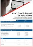 One page cash flow statement as per auditors presentation report infographic ppt pdf document