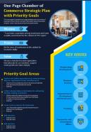 One page chamber of commerce strategic plan with priority goals presentation report infographic ppt pdf document