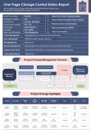 One Page Change Control Status Report Presentation Infographic Ppt Pdf Document