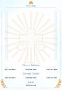 One page church logo contact us page church template 225 presentation report infographic ppt pdf document