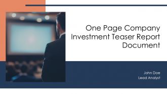 One Page Company Investment Teaser Report Document PPT Example AT