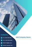 One page company name contact us page property management report infographic ppt pdf document