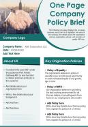 One page company policy brief presentation report infographic ppt pdf document