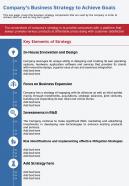 One page companys business strategy to achieve goals template 88 infographic ppt pdf document