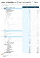 One page consolidated balance sheet statement assets and liabilities fy 2020 template 373 ppt pdf document