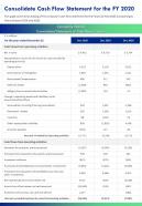 One Page Consolidated Cash Flow Statement Of A Firm For Fy20 Template 127 Infographic Ppt Pdf Document