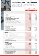 One Page Consolidated Cash Flow Statement Template 421 Report Infographic PPT PDF Document