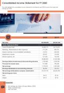 One page consolidated income statement for fy 2020 template 343 report infographic ppt pdf document