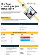 One page consulting project status report presentation infographic ppt pdf document