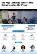 One page consulting services web design template wordpress presentation report infographic ppt pdf document