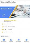 One Page Contact Us Page Business Annual Report Presentation Report Infographic PPT PDF Document